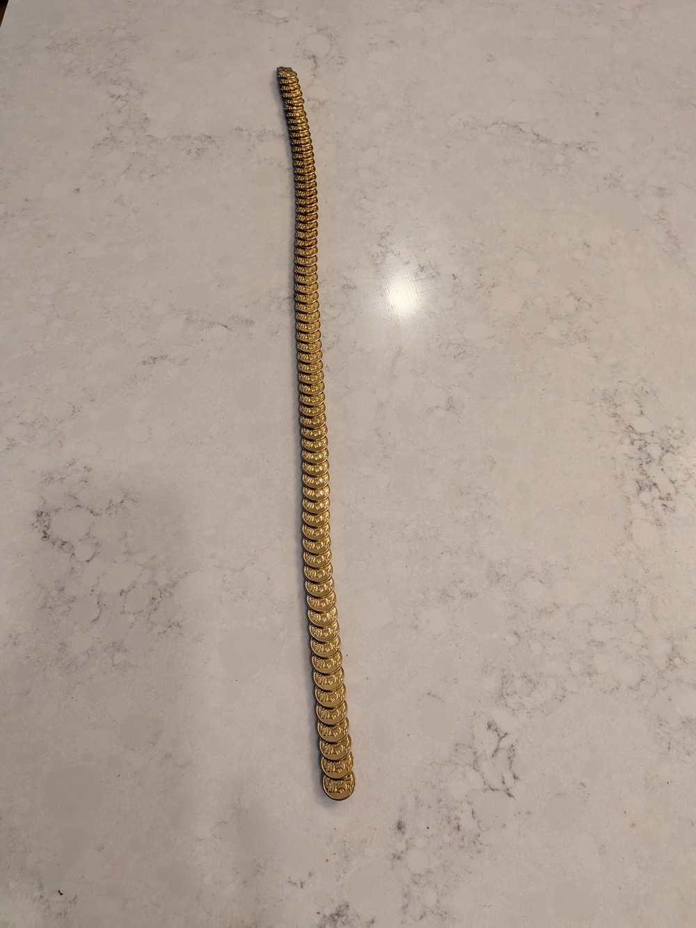 Gold Tone Coin Link Belt - Statement Chain From 24" To Stretch 85"